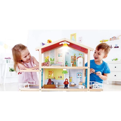 Hape Wooden 10 Room Extravagant Family Play Mansion Dollhouse Set With 4 Dolls, Realistic Effects, And Furniture Accessories For Ages 3 And Up 4 Hape Wooden 10 Room Extravagant Family Play Mansion Dollhouse Set With 4 Dolls, Realistic Effects, And Furniture Accessories For Ages 3 And Up - Image 2