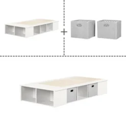 Twin Flexible Platform Bed With Baskets Pure White - South Shore -Barbie Store GUEST 0281eff3 ea6f 4acc 9529 a78aca669f20