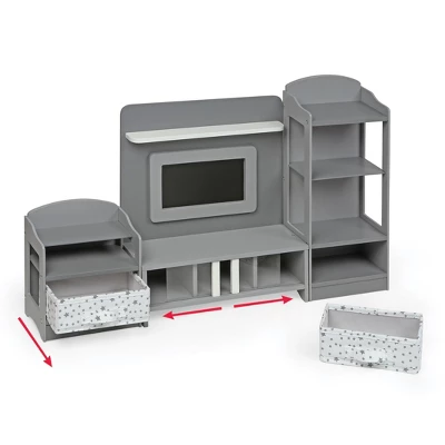 Media Room Furniture Set For 18" Dolls - Gray/White 4 Media Room Furniture Set For 18" Dolls - Gray/White - Image 2