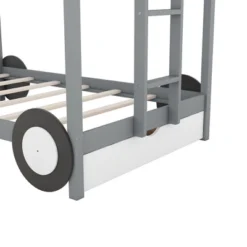 Twin Over Twin Car-Shaped Bunk Bed With Wheels, Drawers And Shelves, Gray - ModernLuxe 20 Twin Over Twin Car-Shaped Bunk Bed With Wheels, Drawers And Shelves, Gray - ModernLuxe -Barbie Store GUEST 0314ab90 45c8 49c2 97d2 dfd41d70d869