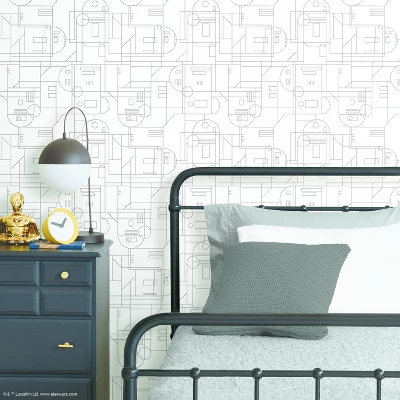 Star Wars R2D2 Geometric Peel And Stick Wallpaper White - RoomMates 3 Star Wars R2D2 Geometric Peel And Stick Wallpaper White - RoomMates