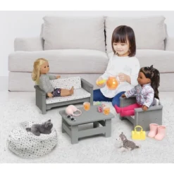 Living Room Furniture Set For 18" Dolls - Gray/White