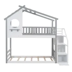 House Shape Twin-Over-Twin Double Bunk Bed With Storage Stairs - ModernLuxe -Barbie Store GUEST 07cb9efe 33b8 474c bc27 e7b617e9f2be