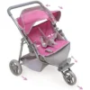 Badger Basket Trek 3-Wheel Folding Twin Doll Jogging Stroller - Gray/Pink -Barbie Store GUEST 08c501c5 97dd 4085 b82b 59f7316c62dc