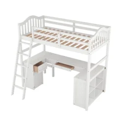 Twin Size Wooden Loft Bed With Drawers, Cabinet, Shelves And Desk-ModernLuxe -Barbie Store GUEST 09f6d1dd ba90 46da 8c28 b0d8278debcb