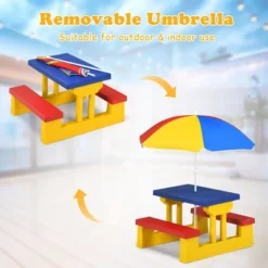 Costway Kids Picnic Table Set W/Removable Umbrella Indoor Outdoor Garden Patio -Barbie Store GUEST 0bf20db2 726c 4431 8eb7 85324d62d518