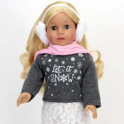 Sophia's - 18" Doll - "Let It Snow" Sweater, Lace Skirt, Leggings, Earmuffs, Pocket Scarf & Ewe Boots - Grey/White/Pink -Barbie Store GUEST 0e2a2024 51d0 43c3 bcc1 f9b749f91402
