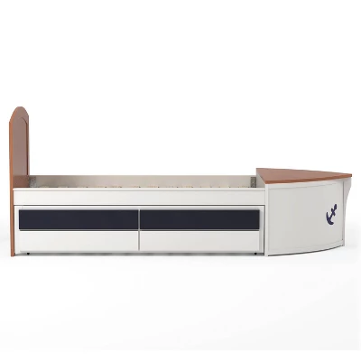 Twin Collindale Boat Design Kids' Bed With Trundle White/Oak - MiBasics 8 Twin Collindale Boat Design Kids' Bed With Trundle White/Oak - MiBasics - Image 6