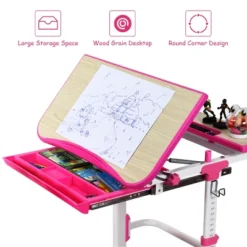 Costway Children Desk Chair Set Adjustable Study Table Drawer Winged Backrest Chair -Barbie Store GUEST 0f58563d 3691 4d3e 9b3e eb642e6316f0