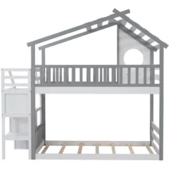 House Shape Twin-Over-Twin Double Bunk Bed With Storage Stairs - ModernLuxe -Barbie Store GUEST 140549b4 5811 483d 9e9b 4ec896e45839