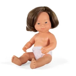 Miniland Educational Anatomically Correct 15" Baby Doll, Down Syndrome Girl, Brown Hair