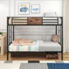 Twin Over Twin Metal Bunk Bed With Ladder And Full-Length Guardrail, Black-ModernLuxe -Barbie Store GUEST 16632703 9357 4622 86ad 4d1949588ad8