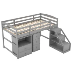 Twin Size Loft Bed With Multifunctional Movable Built-in Desk And Staircase-ModernLuxe 14 Twin Size Loft Bed With Multifunctional Movable Built-in Desk And Staircase-ModernLuxe -Barbie Store GUEST 169f6e95 6bd3 4b0f a11e 2f6512953a48