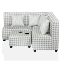 Tibbetts Kids' Sectional With Ottoman Gray/White - HOMES: Inside + Out -Barbie Store GUEST 17a0f6a1 0d41 424e b1b4 fd5c4c77a42a