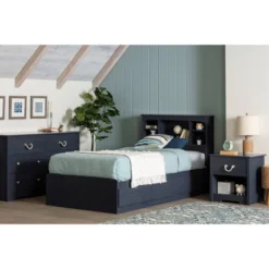 Twin Navali Bookcase Headboard Blueberry - South Shore -Barbie Store GUEST 18272011 f22b 4044 96c4 afd7d1c232cb