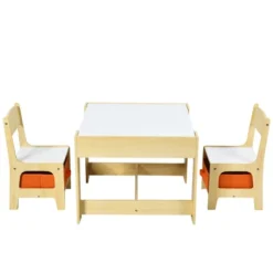 Costway Kids Table Chairs Set With Storage Boxes Blackboard Whiteboard Drawing GreyNature -Barbie Store GUEST 190d4cc4 df34 490c a6ee 74817933076c