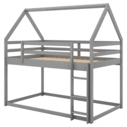 Twin Over Twin House Shaped Bunk Bed With Ladder And Guardrail-ModernLuxe -Barbie Store GUEST 1a8ed998 0f4f 4dae 8e99 1041adc200c1