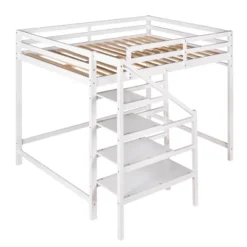 Full Size Loft Bed With Staircase And Safety Guardrails Gray/White-ModernLuxe -Barbie Store GUEST 1afeb3a3 f201 4c9a 85be 1c91189a0c59