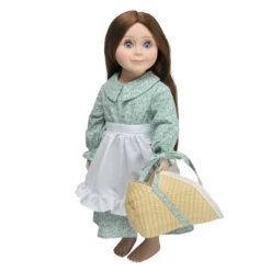 The Queen's Treasures 18 Inch Green Calico Prairie Dress, Apron, And Bonnet -Barbie Store GUEST 1b358f8a 4eb0 447e bd3f cc5fb8c7536c
