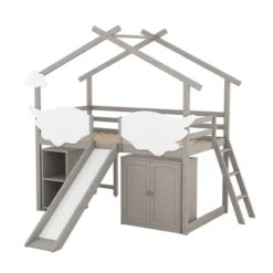 Twin Size House Shape Loft Bed With Wardrobe, Slide And Pullout Desk - ModernLuxe 18 Twin Size House Shape Loft Bed With Wardrobe, Slide And Pullout Desk - ModernLuxe -Barbie Store GUEST 1db1c7b6 69b1 47ae a41b 8ffa43fc8cc7