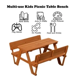 Gardenised Wooden Kids Picnic Table Bench With Backrest, Outdoor Children's Backyard Table, Crafting, Dining, And Playtime Patio Table 12 Gardenised Wooden Kids Picnic Table Bench With Backrest, Outdoor Children's Backyard Table, Crafting, Dining, And Playtime Patio Table -Barbie Store GUEST 1e1cee51 24c4 447c a92a 17a44c74e7b8