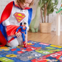 KC CUBS | Justice League Boys & Girls Kids Hopscotch Number Counting Educational Learning & Game Nursery Bedroom Classroom Rug Carpet, 2' 7" X 6' 0" -Barbie Store GUEST 1e94a378 e78a 4200 8e7b 077be373247d