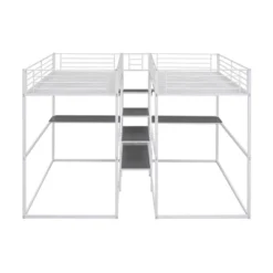 Double Twin Over Twin Size Metal Bunk Bed With Desk, Shelves And Storage Staircase-ModernLuxe -Barbie Store GUEST 226beb20 4da8 4f8b b5f3 a7f93563a1f8