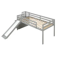 Twin Size Loft Bed With Staircase, Safety Guardrails And Slide-ModernLuxe -Barbie Store GUEST 23e03862 e8e6 471f b151 44c16308d0ec
