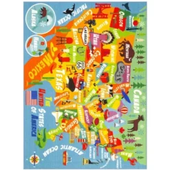 KC CUBS Boy & Girl Kids USA United States Map Educational Learning & Fun Game Play Area Non Slip Nursery Bedroom Classroom Rug Carpet -Barbie Store GUEST 245d8fc4 ee2c 4b5e 8044 f39e36cd384f
