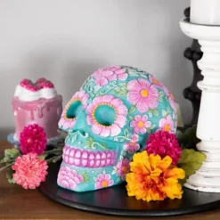 Northlight 7.75" Blue And Pink Day Of The Dead Skull Coin Bank -Barbie Store GUEST 255ad5c4 cf22 44c4 a3a7 453ccfcc8341