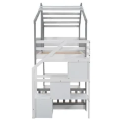 House Shape Twin-Over-Twin Double Bunk Bed With Storage Stairs - ModernLuxe -Barbie Store GUEST 265899e6 f3f9 4bcc aa20 b9d4834bd355
