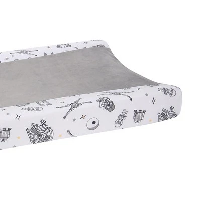 Lambs & Ivy Star Wars Millennium Falcon White/Gray Soft Changing Pad Cover 3 Lambs & Ivy Star Wars Millennium Falcon White/Gray Soft Changing Pad Cover