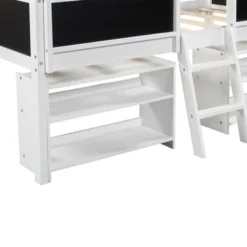 Twin Size Low Loft Bed With Two Removable Shelves, Ladder And Decorative Rail Chalkboard - ModernLuxe -Barbie Store GUEST 2c9ea90d 5d51 4b89 8f60 3655e543e203