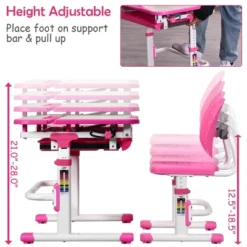 Costway Children Desk Chair Set Adjustable Study Table Drawer Winged Backrest Chair -Barbie Store GUEST 2d955549 2dc9 437d 9b02 807e2e79367d