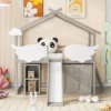 Twin Size House Shape Loft Bed With Wardrobe, Slide And Pullout Desk - ModernLuxe -Barbie Store GUEST 2f144f9e 91b1 4f41 a4bf e7fc267c1198