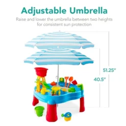 Best Choice Products Kids Sand & Water Outdoor Activity Table, 2-in-1 Play Set W/ 18 Accessories, Adjustable Umbrella -Barbie Store GUEST 30bf9a83 f589 436a 96dc 4c57707d6bf6