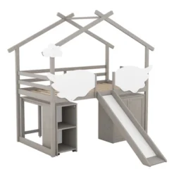 Twin Size House Shape Loft Bed With Wardrobe, Slide And Pullout Desk - ModernLuxe 16 Twin Size House Shape Loft Bed With Wardrobe, Slide And Pullout Desk - ModernLuxe -Barbie Store GUEST 342072d1 d93e 4f28 b4bc bd47e007842f
