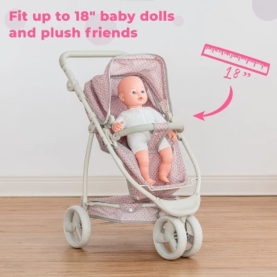 Olivia's Little World 2 In 1 Baby Doll Stroller Pram Foldable Pink/Grey OL-00009 6 Olivia's Little World 2 In 1 Baby Doll Stroller Pram Foldable Pink/Grey OL-00009 - Image 4