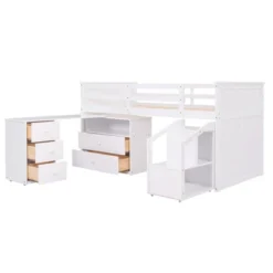 Twin Size Low Loft Bed With Storage Steps And Portable Desk-ModernLuxe -Barbie Store GUEST 3a1259d9 cc72 4d7c 88c3 ca438fc550a8