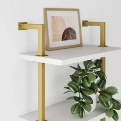 Theo Floating Shelf Gold/White - Nathan James -Barbie Store GUEST 3c55db61 c6f4 4fb2 bf58 1b9208e7c57c