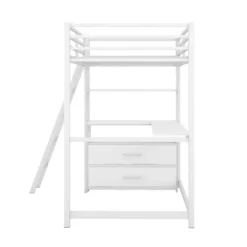 Twin Size Metal Loft Bed With Desk, Shelves And Two Built-in Drawers - ModernLuxe 19 Twin Size Metal Loft Bed With Desk, Shelves And Two Built-in Drawers - ModernLuxe -Barbie Store GUEST 3ca88a62 351b 4553 9219 d2c70fc1aad6