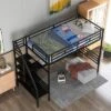Metal Twin Size Loft Bed With Desk, Black - ModernLuxe -Barbie Store GUEST 3f66c769 6a40 4079 bbd3 7ba248d80540