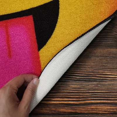 Deerlux Emoji Style Round Funny Smiley Face Kids Area Rug, Hungry Emoji Rug 6 Deerlux Emoji Style Round Funny Smiley Face Kids Area Rug, Hungry Emoji Rug - Image 4