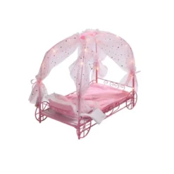 Badger Basket Royal Carriage Metal Doll Bed With Canopy Bedding And LED Lights - Pink/White/Stars -Barbie Store GUEST 44855f23 75bc 4d71 a9ce 687e8f358129