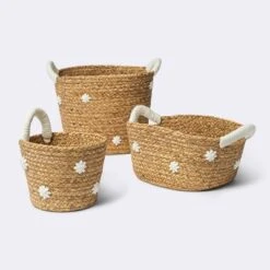 Braided Water Hyacinth With Tufted Embroidery Square Storage Basket - Cloud Island™ -Barbie Store GUEST 45185a1d d101 428b 9a4a 4dce38f9c3eb