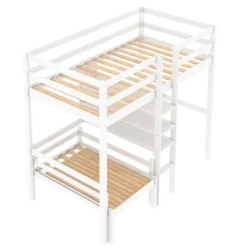 Convertible Loft Bed With L Shaped Desk, Shelf And Ladder, White - ModernLuxe 20 Convertible Loft Bed With L Shaped Desk, Shelf And Ladder, White - ModernLuxe -Barbie Store GUEST 462f5608 16f8 45c0 b84d 2002ee15a038
