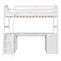 Twin Size Wooden Loft Bed With Drawers, Cabinet, Shelves And Desk-ModernLuxe -Barbie Store GUEST 47a7f287 fca8 4e68 ae7d dafecbf42a53