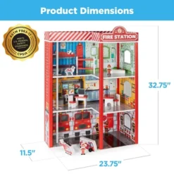 Best Choice Products 32in Kids 3-Story Pretend Wooden Fire Station Play Set Toy, W/ 2 Vehicles, 12 Accessories, 5 Rooms -Barbie Store GUEST 493ea910 c981 49e0 84a4 66a61c5bb570