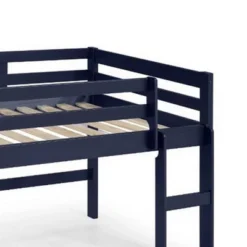 Twin Loft Bed With Wooden Frame And Reversible Ladder Blue - Benzara -Barbie Store GUEST 4965f289 ff4e 4acc 9a79 bef782c21473