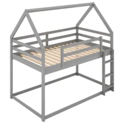Twin Over Twin House Shaped Bunk Bed With Ladder And Guardrail-ModernLuxe -Barbie Store GUEST 4a07152c 3c9e 482b 98e0 b23fa9d0314c
